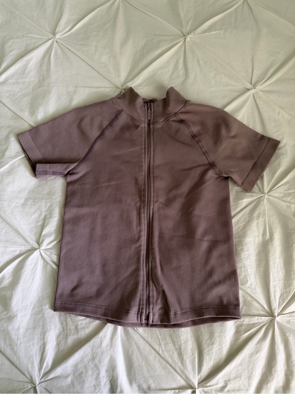 Mauve Ribbed Short-Sleeve Top